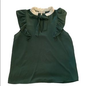 Monteau hunter green high neck with bow and ruffles!